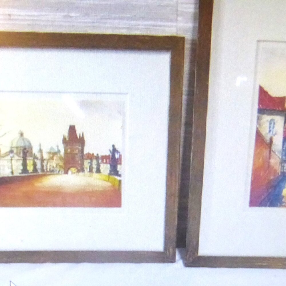 PIC1 - 2 SIGNED PRINT 13" X 10.25" House Framed & Matted City